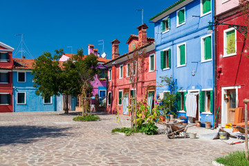 Bright day. Burano island in the Venetian Lagoon