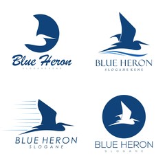 blue heron logo design vector
