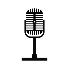 Vintage retro microphone on white background. Vector icon