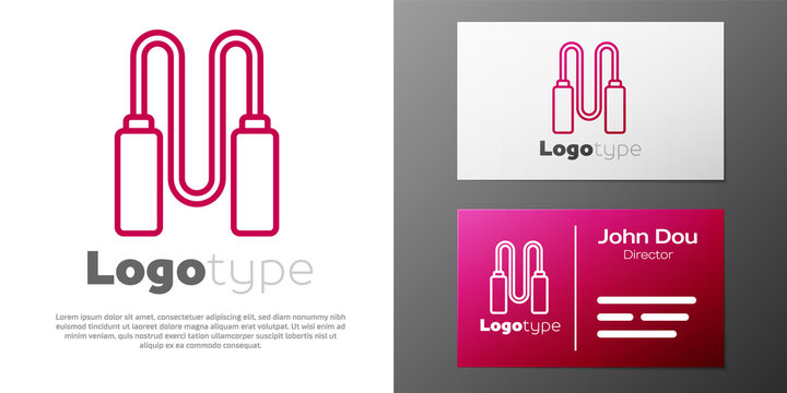 Logotype Line Jump Rope Icon Isolated On White Background. Skipping Rope. Sport Equipment. Logo Design Template Element. Vector Illustration.