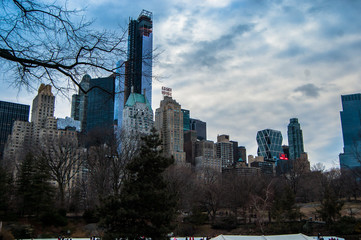 Fototapeta na wymiar New York USA - MARCH 3: City skyline over Central Park in winter on March 3rd 2013 in New York, USA.