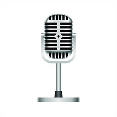 Vintage retro microphone on white background. Vector icon
