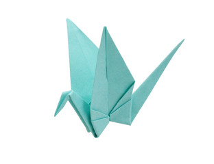 Origami crane bird isolated white