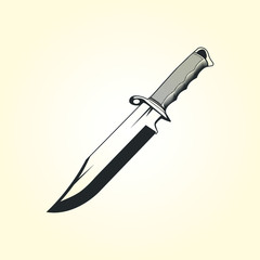 Hunting Knife Black And White Isolated Image Silhouette Vector Illustration