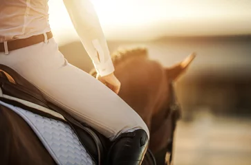 Fotobehang Female Horse Rider in Equestrian Facility © Tomasz Zajda