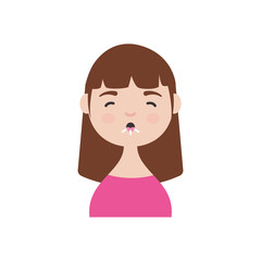 coronavirus symptoms concept, cartoon woman coughing icon, flat style