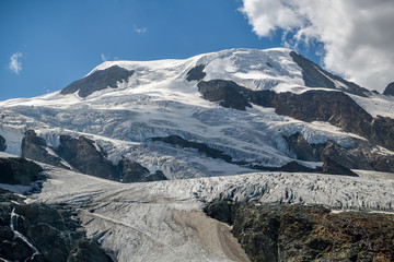Alphubel peak above Fee glacier close to Saas-Fee