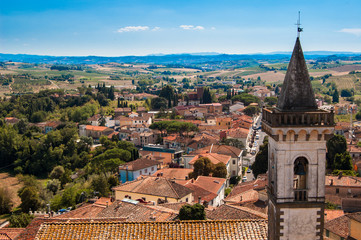 Aerial view of Vinci, city of famous Leonardo.