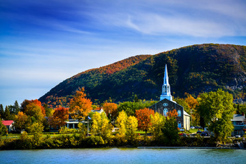 Mont-Saint-Hilaire Quebec mountain in autumn