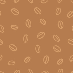 Brown hand drawing vector illustration of a group of coffee beans is on a brown background