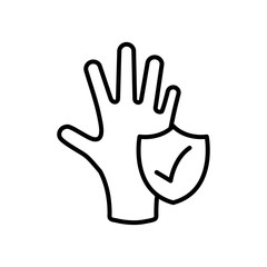 Obraz premium clean hand and shield with check mark icon, line style