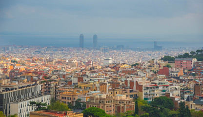 Barcelona city in hot summer day, Spain