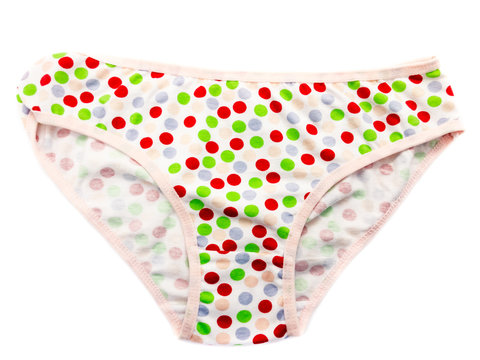 Children's underpants isolated on a white background. Panties for the girl. White underpants to the point.