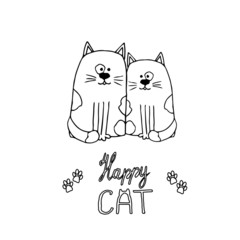 Seamless pattern with cats. Lovely cats. Drawings for coloring. Doodling . Children's creativity.