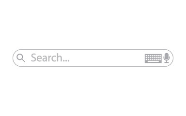 Search bar vector element design isolated on background. Search address and navigation box for ui, app, internet browser. Flat interface with magnifier, keyboard button and voice recognition icon.