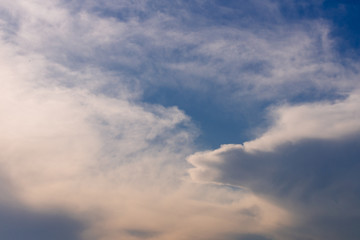 Beautiful sky, clouds of different and interesting shapes. Background