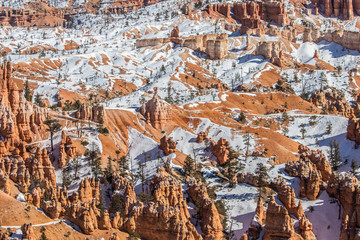 red rock canyon in winter snow