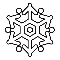 Falling snowflake icon. Outline falling snowflake vector icon for web design isolated on white background