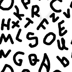 Seamless pattern English alphabet letters in black for websites magazines articles textiles fabrics