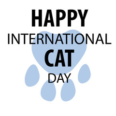  International Cat Day card. Hand written lettering with illustration in cartoon style, cute cats. Cat, Pet concept. I love animals. August, 8. Suitable for poster, banner, campaign, and greeting card