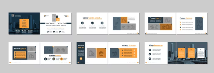 Deurstickers Brochure creative design. Multipurpose template, include cover, back and inside pages. Trendy minimalist flat geometric design. Horizontal landscape a4 format. © galolines