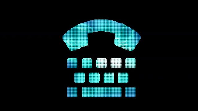 The symbol tty is assembled from small balls. Then it shimmers with blue. It crumbles and disappears. In - Out loop. Alpha channel