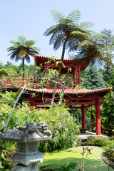 Botanical garden - Monte palace on sunny day. Oriental part of the garden. Madeira island,...