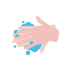 handwashing concept, hands with soapy water icon, flat style