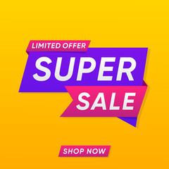 Super Sale Banner Vector Template  Design 