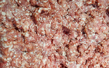 Pile of fresh raw minced pork.