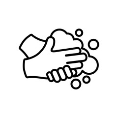 hands washing with water, line style