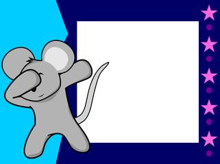 dab dabbing pose mouse kid cartoon picture frame background in vector format