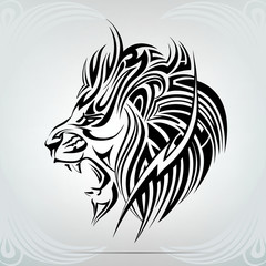 Graphic silhouette roaring lion
