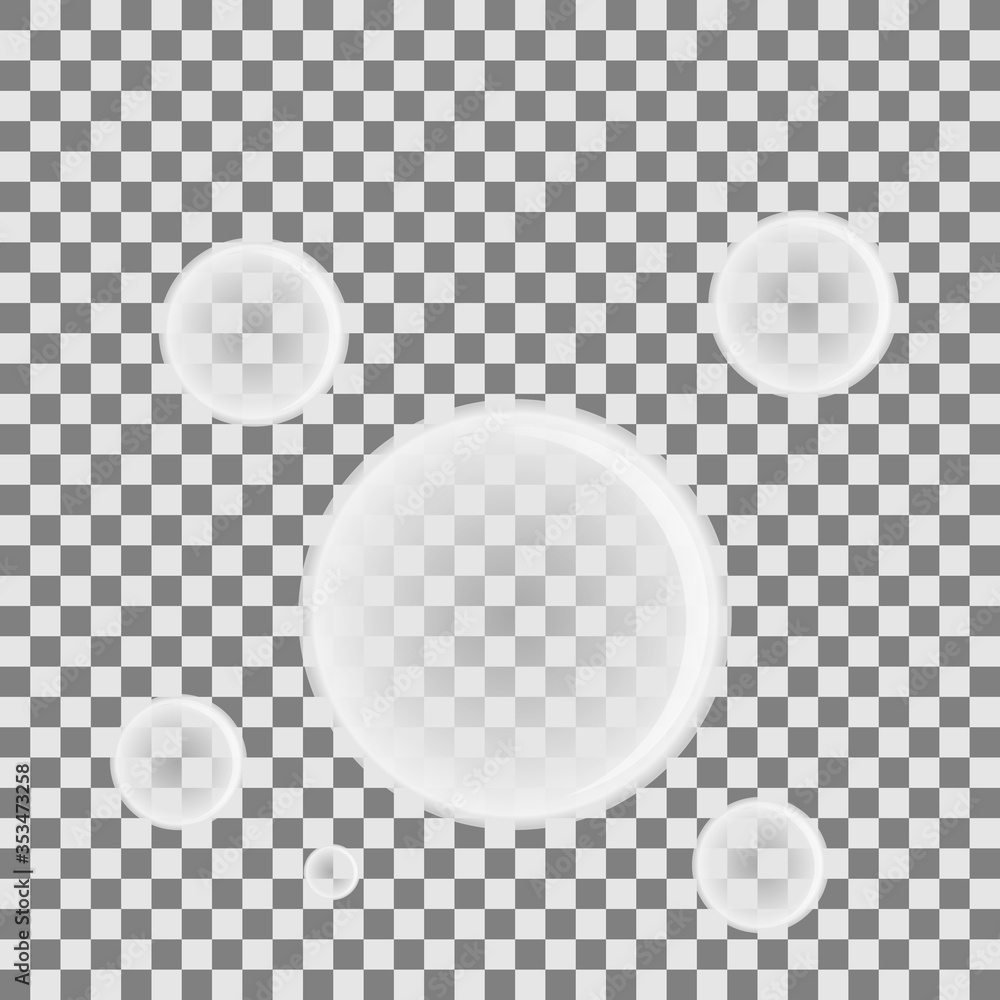 Poster water soap bubble simple design vector element isolated on transparent background