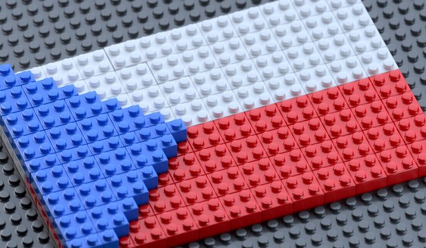 Flag of Czech Republic made of plastic block bricks