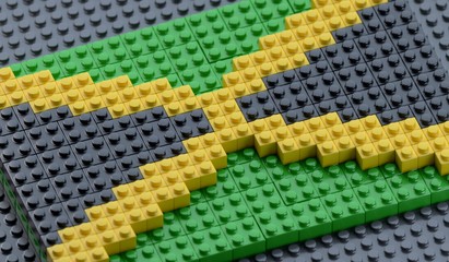 Flag of Jamaica made of plastic block bricks