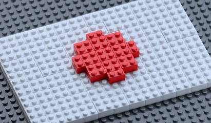 Flag of Japan made of plastic block bricks