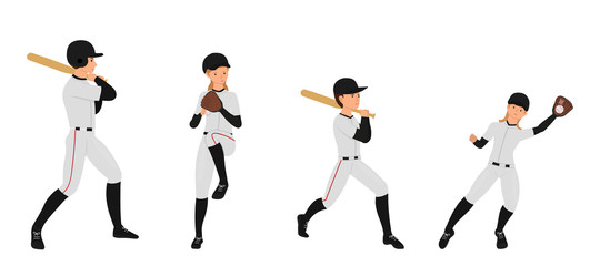 Baseball players icon set