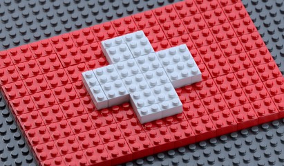 Flag of Switzerland made of plastic block bricks