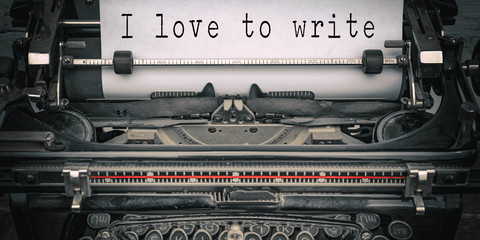 Writer background - Old retro vintage close-up of a typewriter with the words 