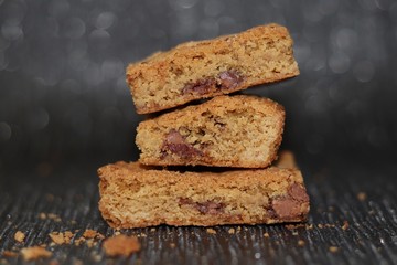 Stack of homemade chocolate cookie bars