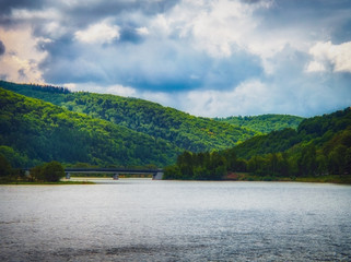 landscape with lake and mountains