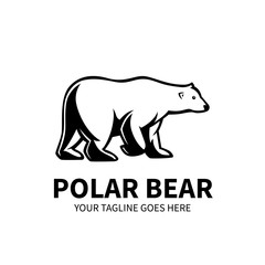 Obraz premium Walking black and white polar bear logo template