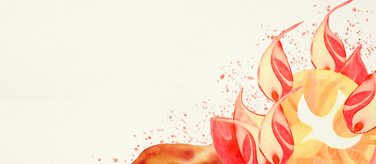 Pentecost. Christian banner, watercolor