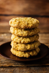 Pumpkin oatmeal cookies in a white plate