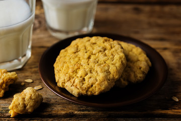 Pumpkin oatmeal cookies in a white plate