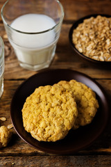 Pumpkin oatmeal cookies in a white plate
