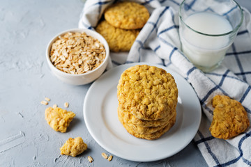 Pumpkin oatmeal cookies in a white plate