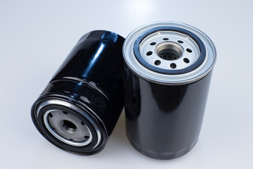 Car oil filter on a white background.