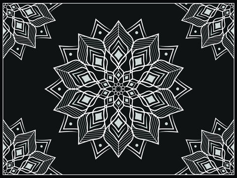 Mandala background in arabic islamic east style. decorative mandala for print, poster, cover, brochure, flyer, banner. arabic and mandala background in black and white. Seamless arabic background.